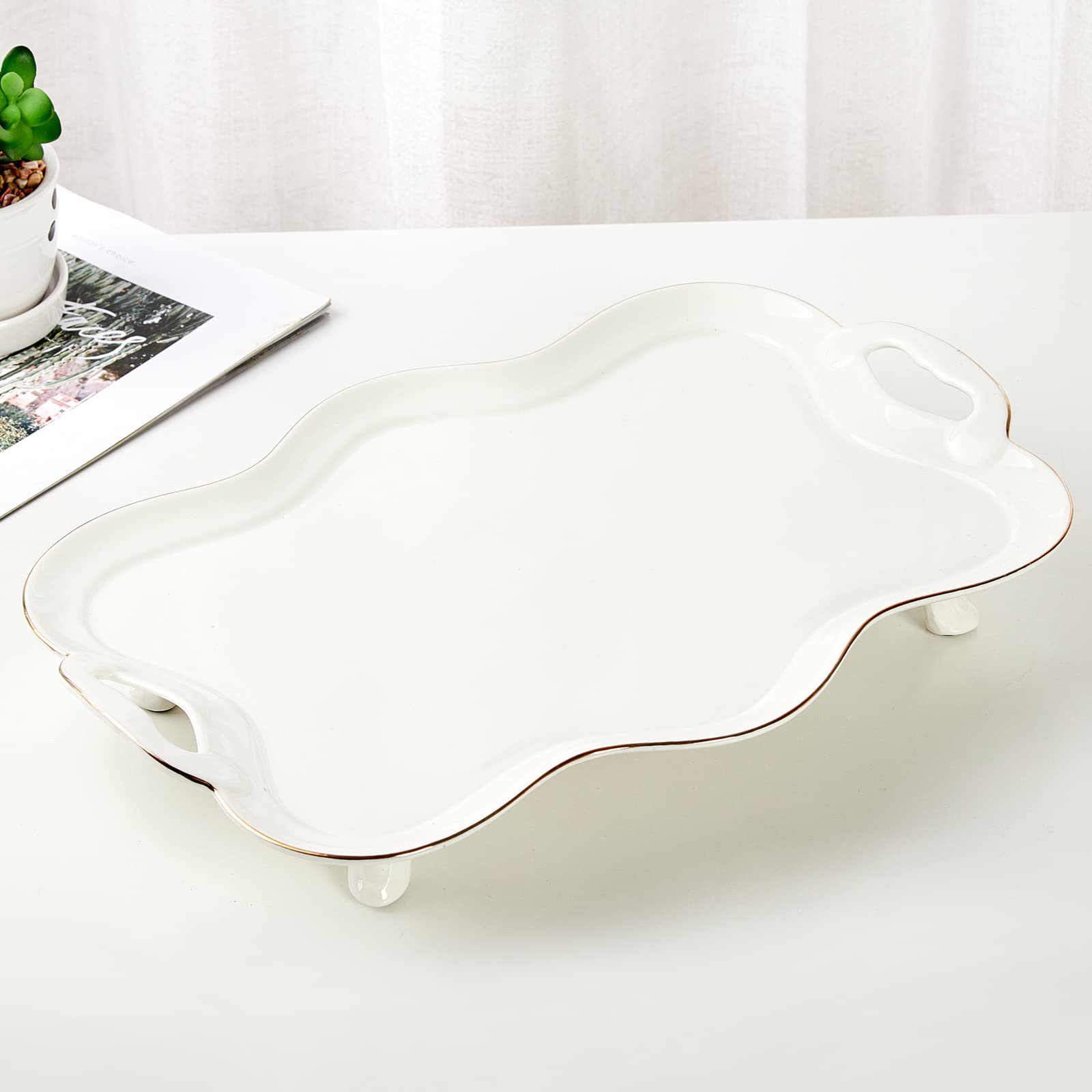 Amazon.com: DUJUST Porcelain Serving Tray with Handles, Luxury